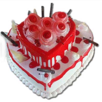 "Heart Shape with Roses Cake - 3kgs (Rajahmundry Exclusives) - Click here to View more details about this Product
